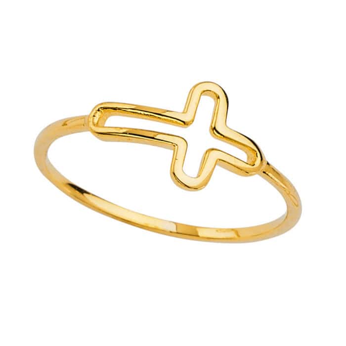 14K Yellow Gold Cross Ring - Image 2
