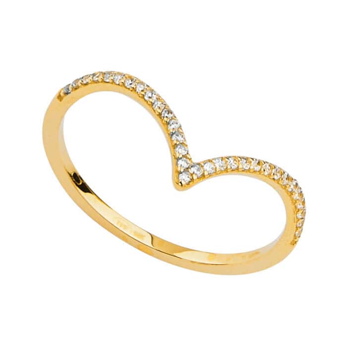 14K Yellow Gold V-Shape Ladies Cubic Zirconia Band - Image 2