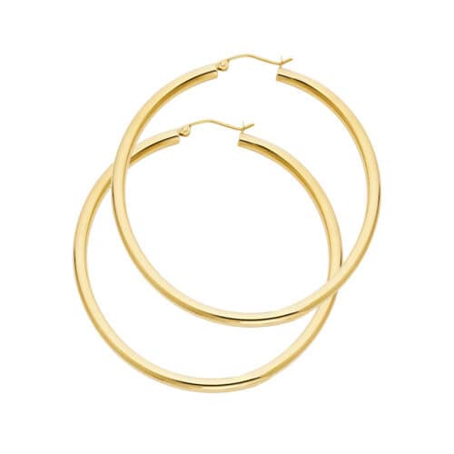 14K Yellow Gold 3.0 MM Hoop Earrings