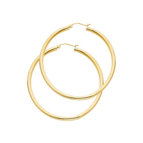 14K Yellow Gold 3.0 MM Hoop Earrings