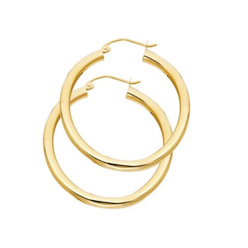 14K Yellow Gold 3.0 MM Hoop Earrings