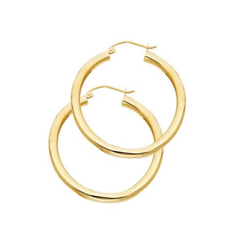 14K Yellow Gold 3.0 MM Hoop Earrings