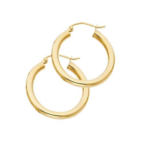 14K Yellow Gold 3.0 MM Hoop Earrings
