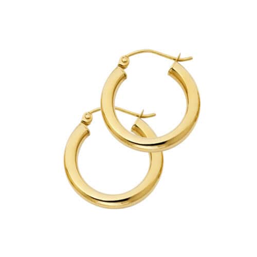 14K Yellow Gold 3.0 MM Hoop Earrings