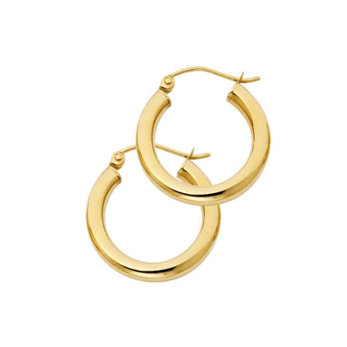 14K Yellow Gold 3.0 MM Hoop Earrings
