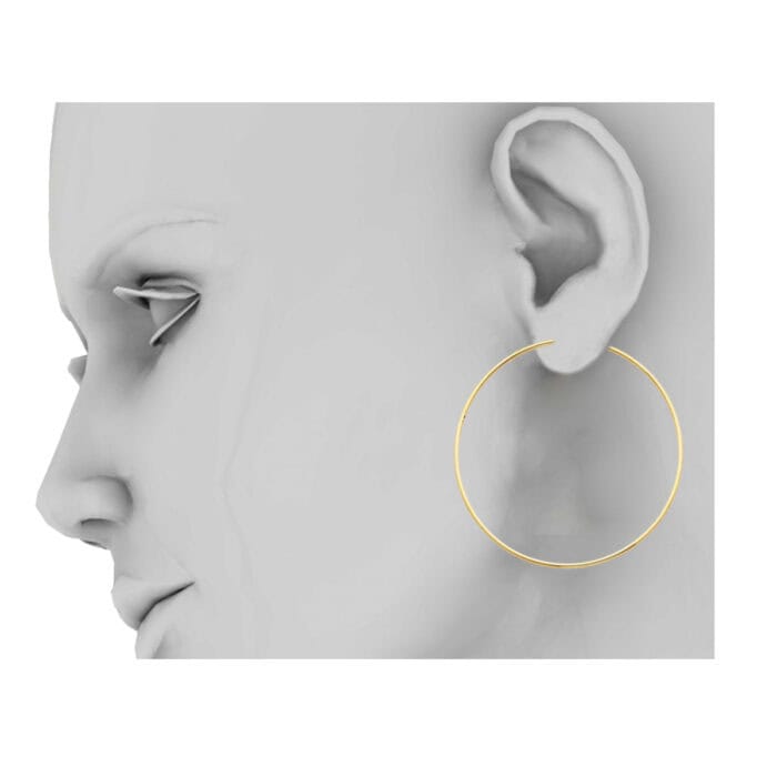 14K Yellow Gold 1.5mm Hoop Earrings - Image 3