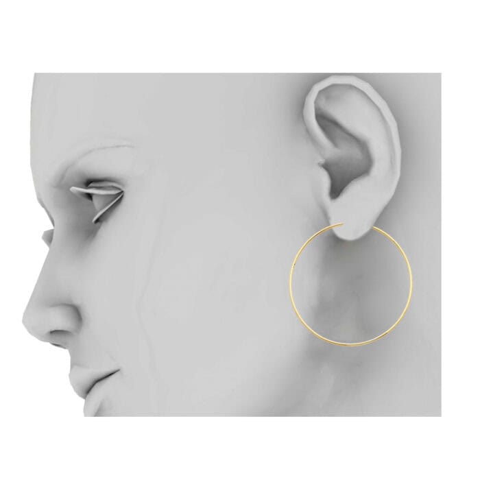 14K Yellow Gold 1.5mm Hoop Earrings - Image 3