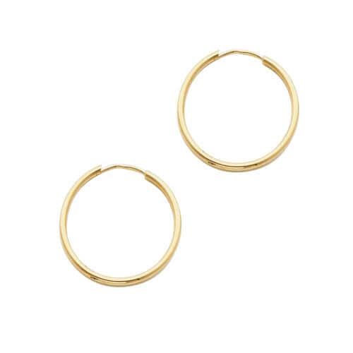 14K Yellow Gold 1.5mm Hoop Earrings