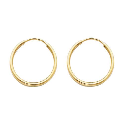 14K Yellow Gold 1.5mm Hoop Earrings