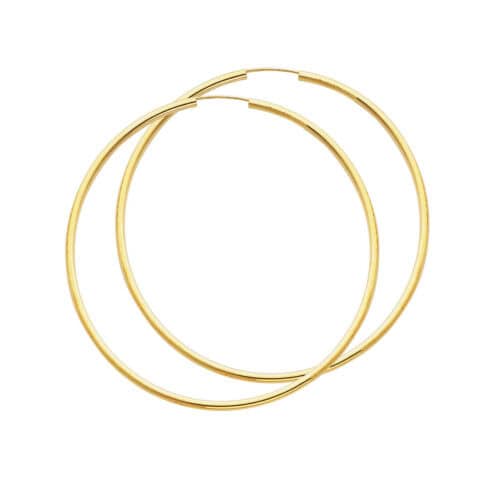 14K Yellow Gold 2mm Hoop Earrings