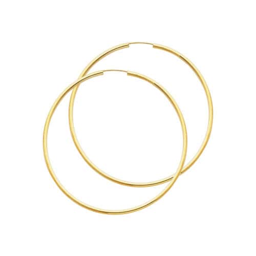 14K Yellow Gold 2mm Hoop Earrings