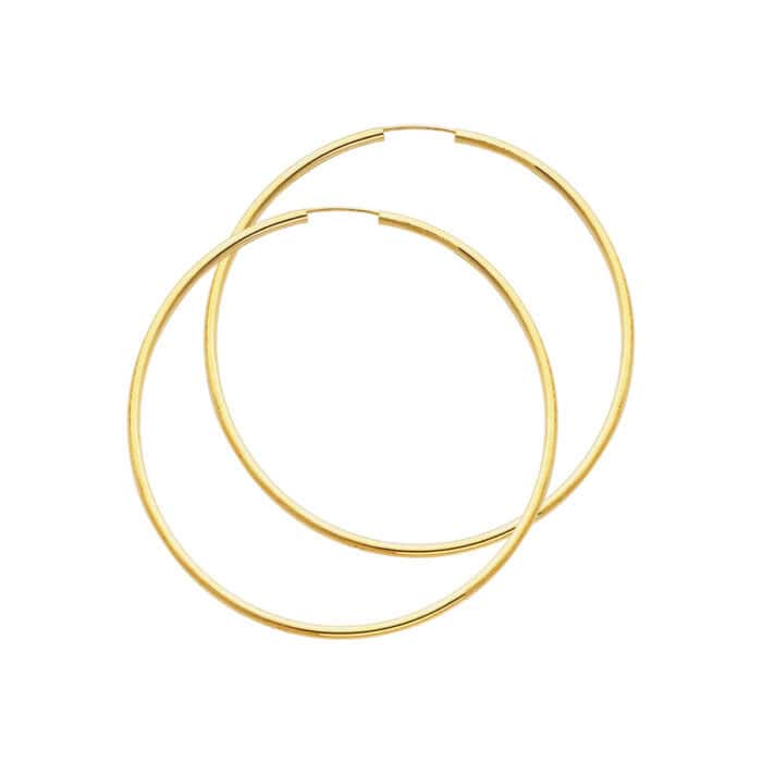 14K Yellow Gold 2mm Hoop Earrings