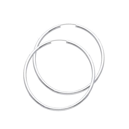 14K White Gold 2mm Hoop Earrings
