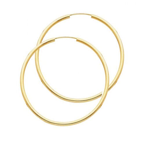 14K Yellow Gold 2mm Hoop Earrings