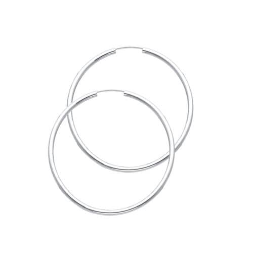 14K White Gold 2mm Hoop Earrings