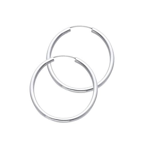 14K White Gold 2mm Hoop Earrings