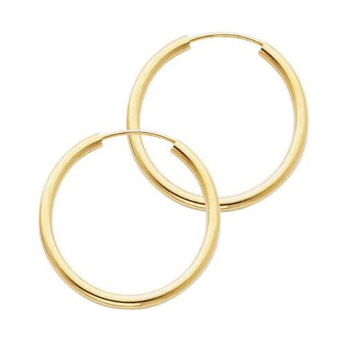 14K Yellow Gold 2mm Hoop Earrings
