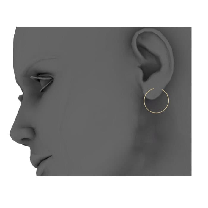 14K Yellow Gold 2mm Hoop Earrings - Image 3
