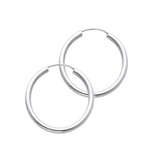 14K White Gold 2mm Hoop Earrings
