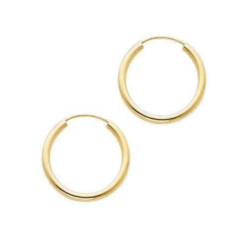 14K Yellow Gold 2mm Hoop Earrings