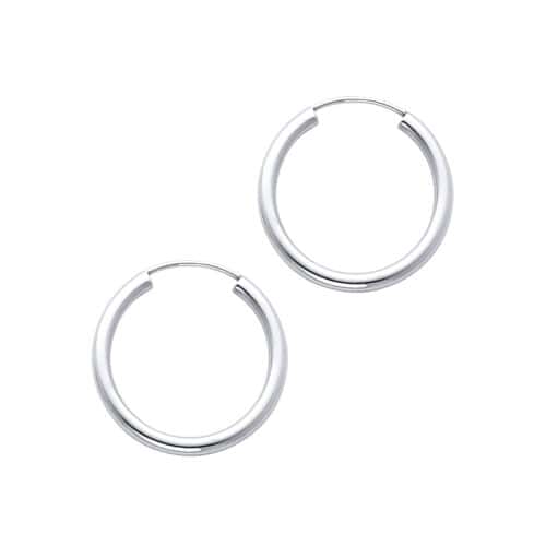 14K White Gold 2mm Hoop Earrings