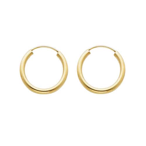 14K Yellow Gold 2mm Hoop Earrings