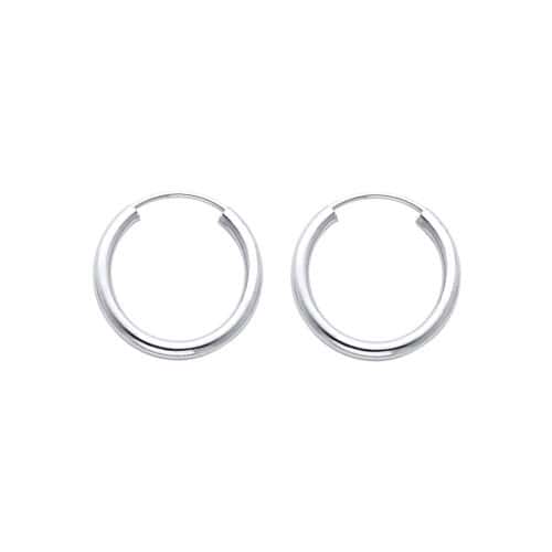 14K White Gold 2mm Hoop Earrings