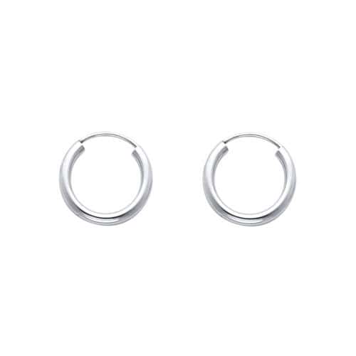 14K White Gold 2mm Hoop Earrings