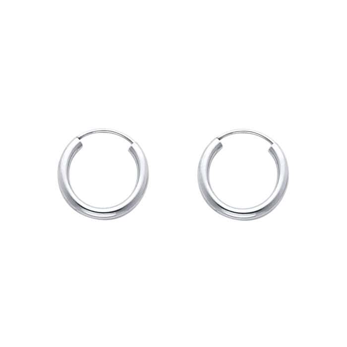 14K White Gold 2mm Hoop Earrings