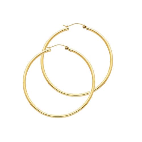 14K Yellow Gold 2mm Hoop Earrings