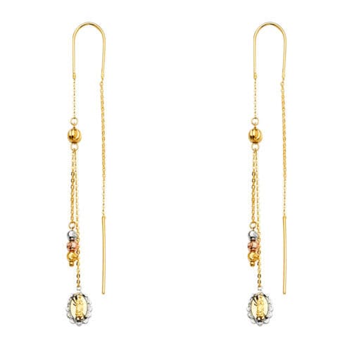 14K Tri Color Gold Hanging Earrings