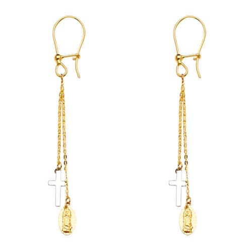14K Tri Color Gold Hanging Earrings