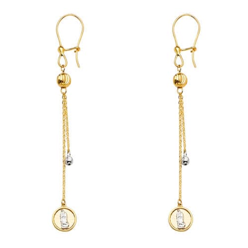 14K Tri Color Gold Hanging Earrings
