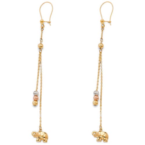 14K Tri Color Gold Hanging Earrings