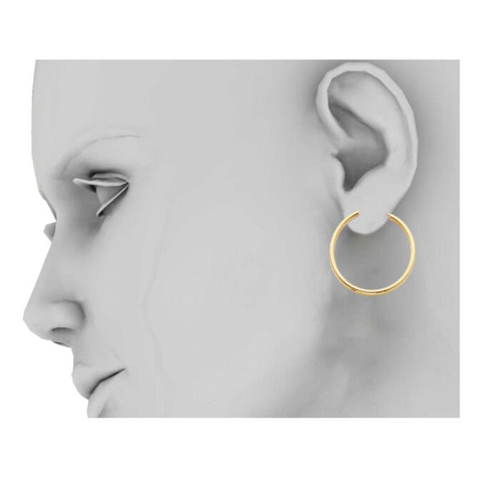 14K Yellow Gold 2mm Hoop Earrings - Image 3