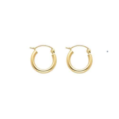 14K Yellow Gold 2mm Hoop Earrings