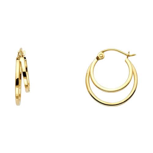 14K Yellow Gold 4mm Double Hoop Earrings