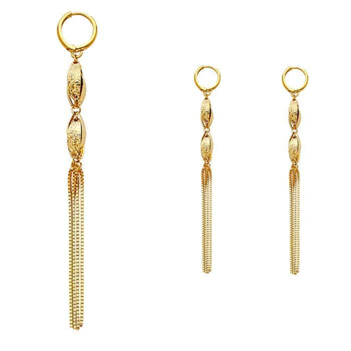 14K Yellow Gold Hanging Earrings - Image 2