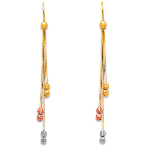 14K Tri Color Gold Hanging Earrings