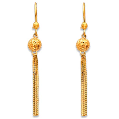 14K Tri Color Gold Hanging Earrings