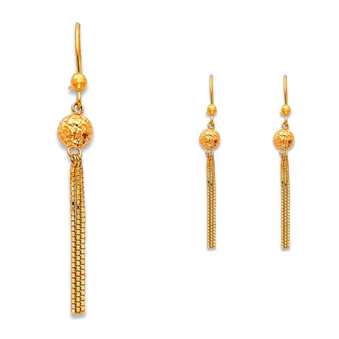 14K Tri Color Gold Hanging Earrings - Image 2