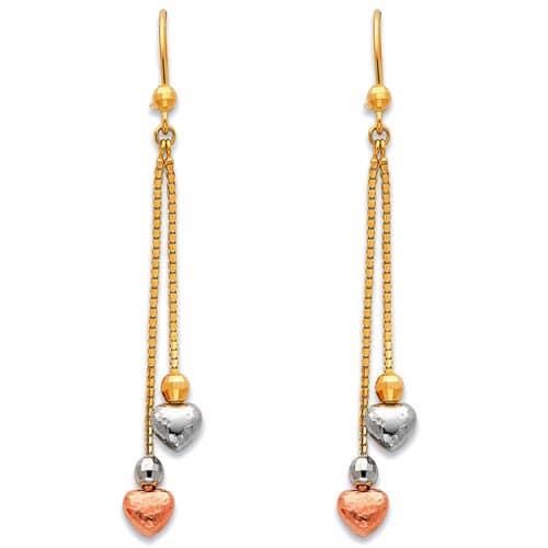 14K Tri Color Gold Hanging Earrings