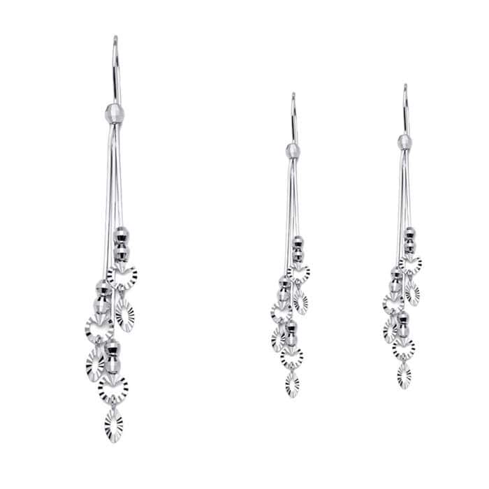 14K White Gold Hanging Earrings - Image 2