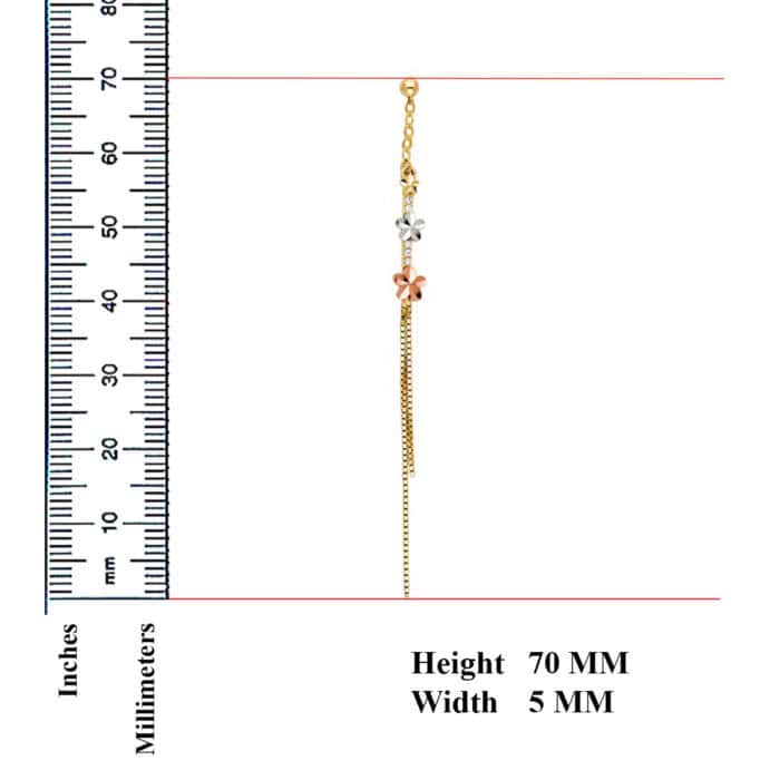 14K Yellow Gold Flower Hanging Earrings - Image 4