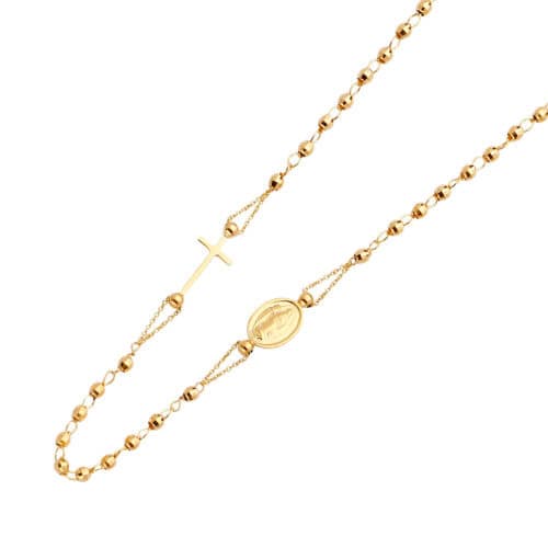 14K Yellow Gold Guadalupe Fashion Rosario Necklace