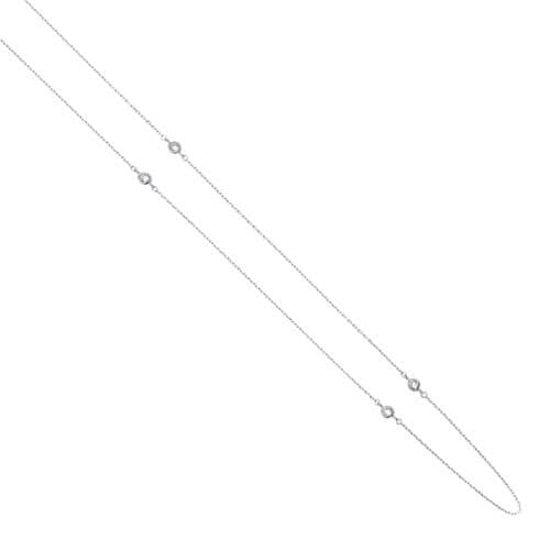 14K White Gold Cubic Zirconia Bazel by the Yard Necklace - 17"+1"