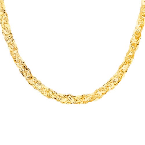 14K Yellow Gold Multi-Wired DC Oval Plate Necklace