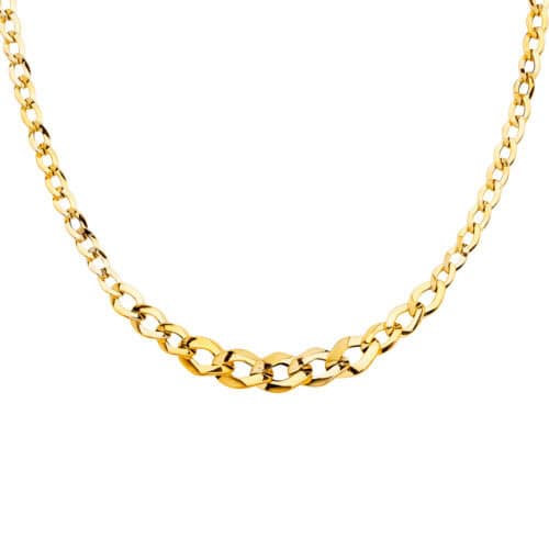 14K Yellow Gold Fancy Graduated Hollow Necklace