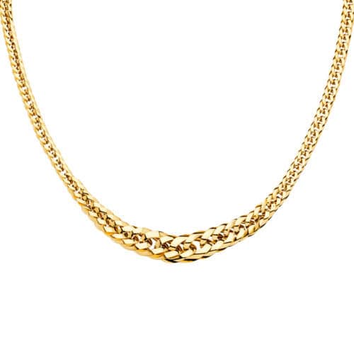14K Yellow Gold Fancy Graduated Hollow Necklace