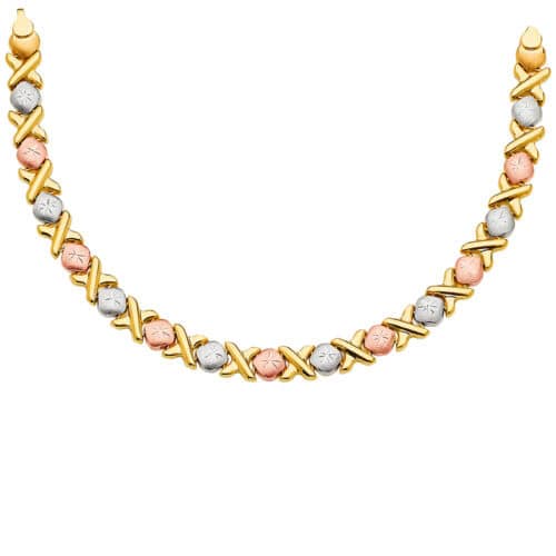 14K Tri Color Gold Stampato Necklace